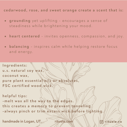 cedarwood + rose + sweet orange